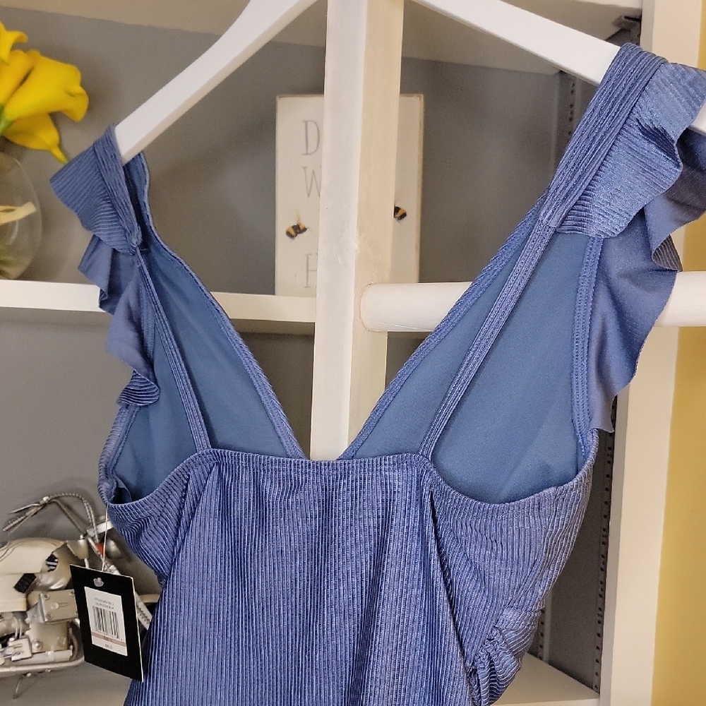 Blue Ruffled One Piece Ellen Tracy - Picture 5 of 12